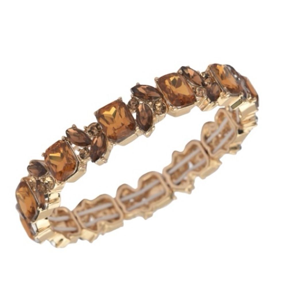 NWT Charter Club Gold-Tone Colored Crystal & Stone Stretch Bracelet
